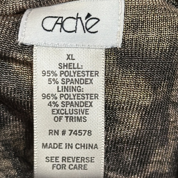 Cache Black & Gold Leopard Print Long Sleeve Cowl Neck   Cocktail Evening Dress - Picture 11 of 11